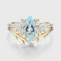 Marquise cut Aquamarine Cluste Engagement ring Bridal Set