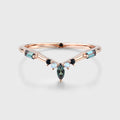 Lab Alexandrite+Moonstone Curved Wedding Band Matching Engagement ring