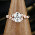 Nature Inspired Oval cut Moissanite Leaf Gold Engagement Ring