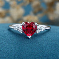 Heart cut Lab Ruby Engagement ring