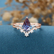 Kite Cut Alexandrite | Diamond  Ring set 