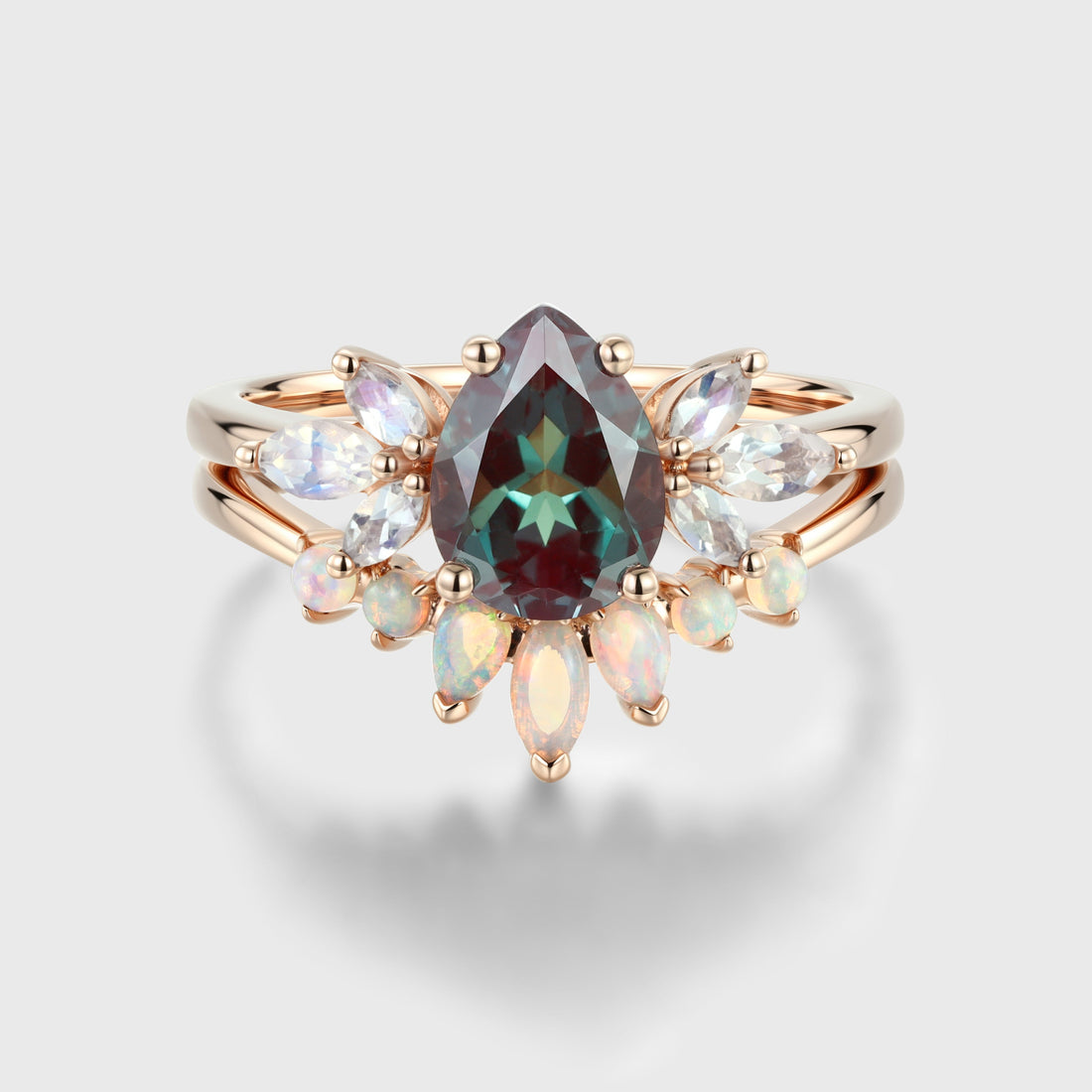 Pear Cut Lab Alexandrite Ring set