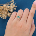 Round cut Moss Agate Matching Mossanite | Diamonds Gold Engagement Ring (Copy)