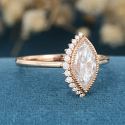 Bezel setting Marquise cut Moissanite Gold Engagement Ring