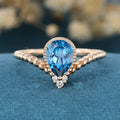 Bezel setting Marquise cut London Blue Topaz Gold Engagement Ring