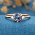 Hexagon cut Alexandrite | Diamond Engagement ring 