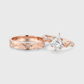 Nature Inspired Moissanite Couple Rings | D Color VVS1 | Rose Gold Leaf Wedding Bridal Set