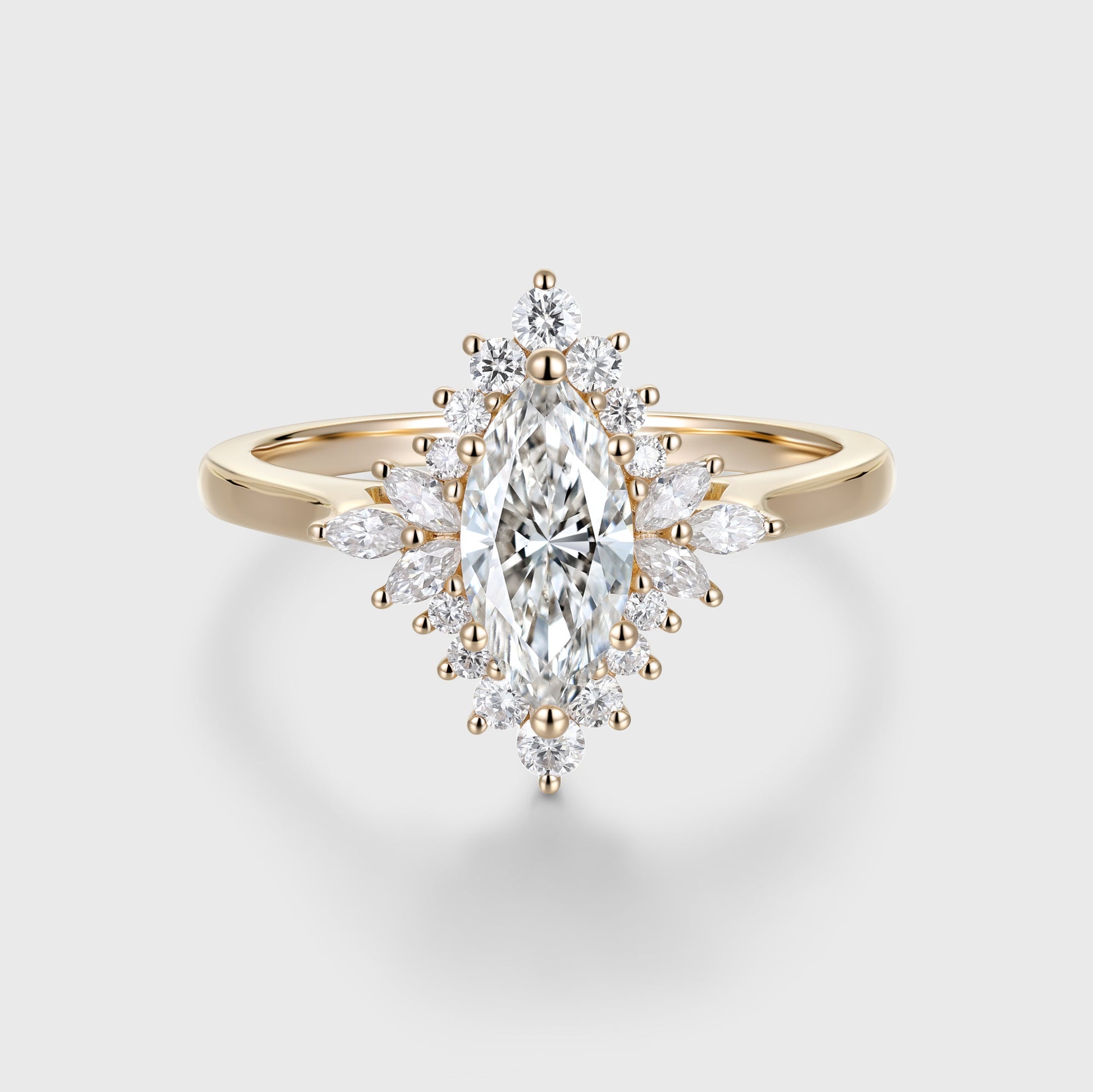 1.0CT~5.0CT Marquise cut Lab grown Diamond Halo Engagement Ring