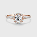 Round cut Halo Moissanite Half Eternity Engagement Ring