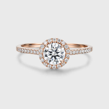 Round cut Halo Moissanite Half Eternity Engagement Ring