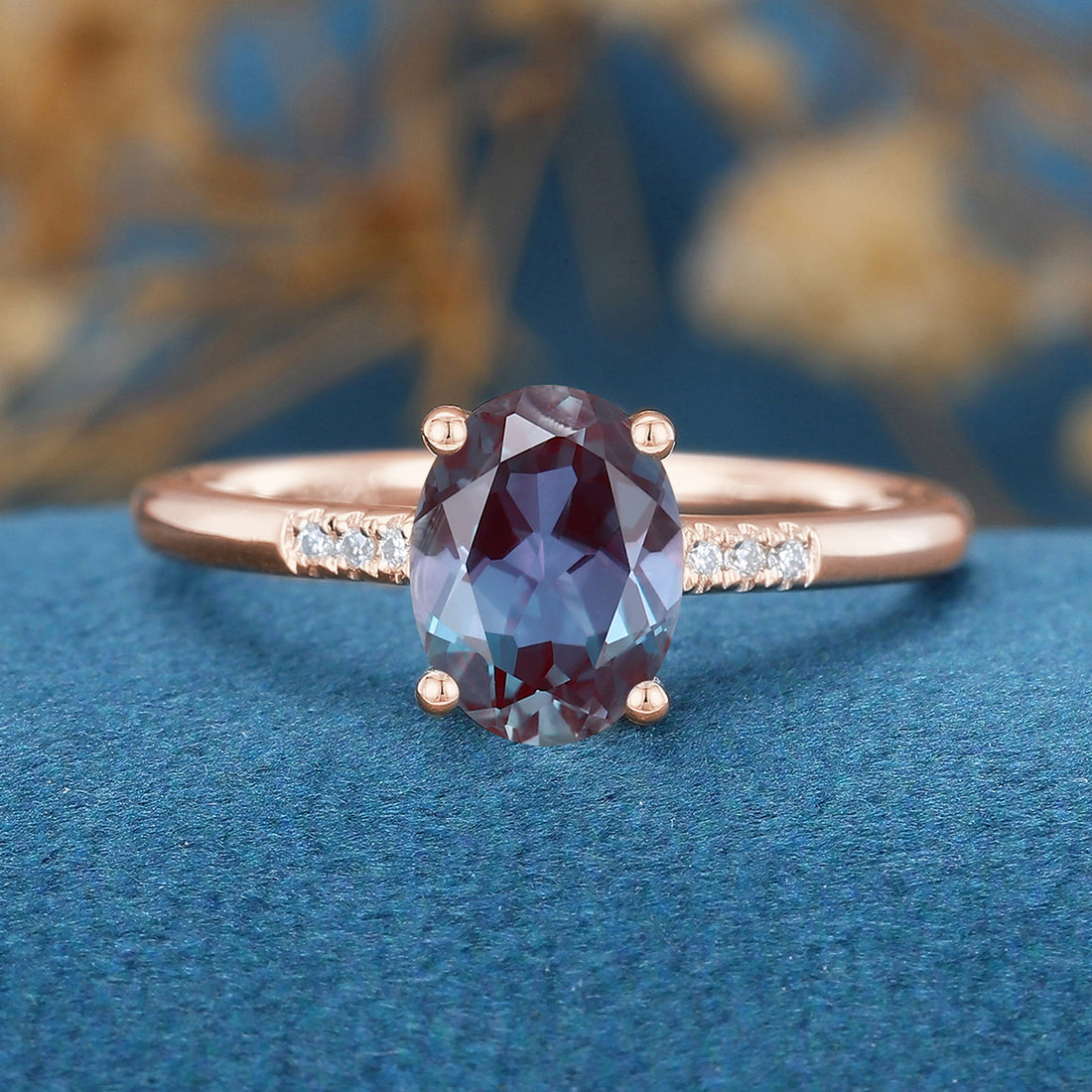 Oval cut Alexandrite | Diamond Engagement ring 