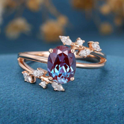 Oval cut Alexandrite | Diamond Engagement ring