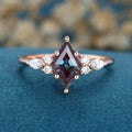 Lozenge cut Lab Alexandrite Solid Gold Engagement Ring