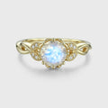 1.5 Carat Round cut Moonstone Flower Engagement Ring