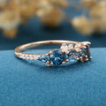 London Blue Topaz Matching Moissanite | Diamond Half Eternity Wedding Band