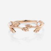 Nature Inspired moissanite | Diamonds Leaf branch stacking wedding ring