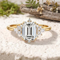 1.0CT~5.0CT Emerald cut Lab grown Diamond Halo Engagement Ring