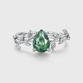 Nature Inspired Pear cut Moss Agate Leaf Gold Engagement Ring