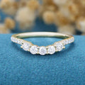 Half Eternity Moissanite | Diamond Curved Wedding Band Ring