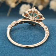 Round cut Moss Agate Matching Mossanite | Diamonds Gold Engagement Ring (Copy)