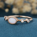 Bezel setting Oval cut Opal Gold Engagement Ring