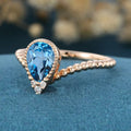 Bezel setting Marquise cut London Blue Topaz Gold Engagement Ring