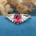 Oval cut Tourmaline Cluster Engagement Ring