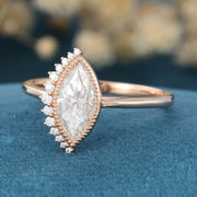 Bezel setting Marquise cut Moissanite Gold Engagement Ring