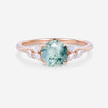 Round cut Moss Agate Matching Mossanite | Diamonds Gold Engagement Ring