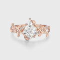 Nature Inspired Kite cut Moissanite Leaf Gold Engagement Ring