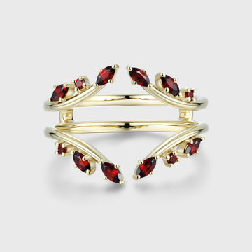 Nature Inspired Garnet Double Curved Wedding Band