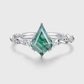 Kite Cut Natural Green Moss Agate Cluster Engagement Ring