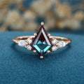 Kite cut Lab Alexandrite Solid Gold Engagement Ring