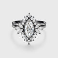 1.0CT~5.0CT Marquise cut Lab grown Diamond Halo Engagement Ring Set Luxury Pave Everyday Stackable Set