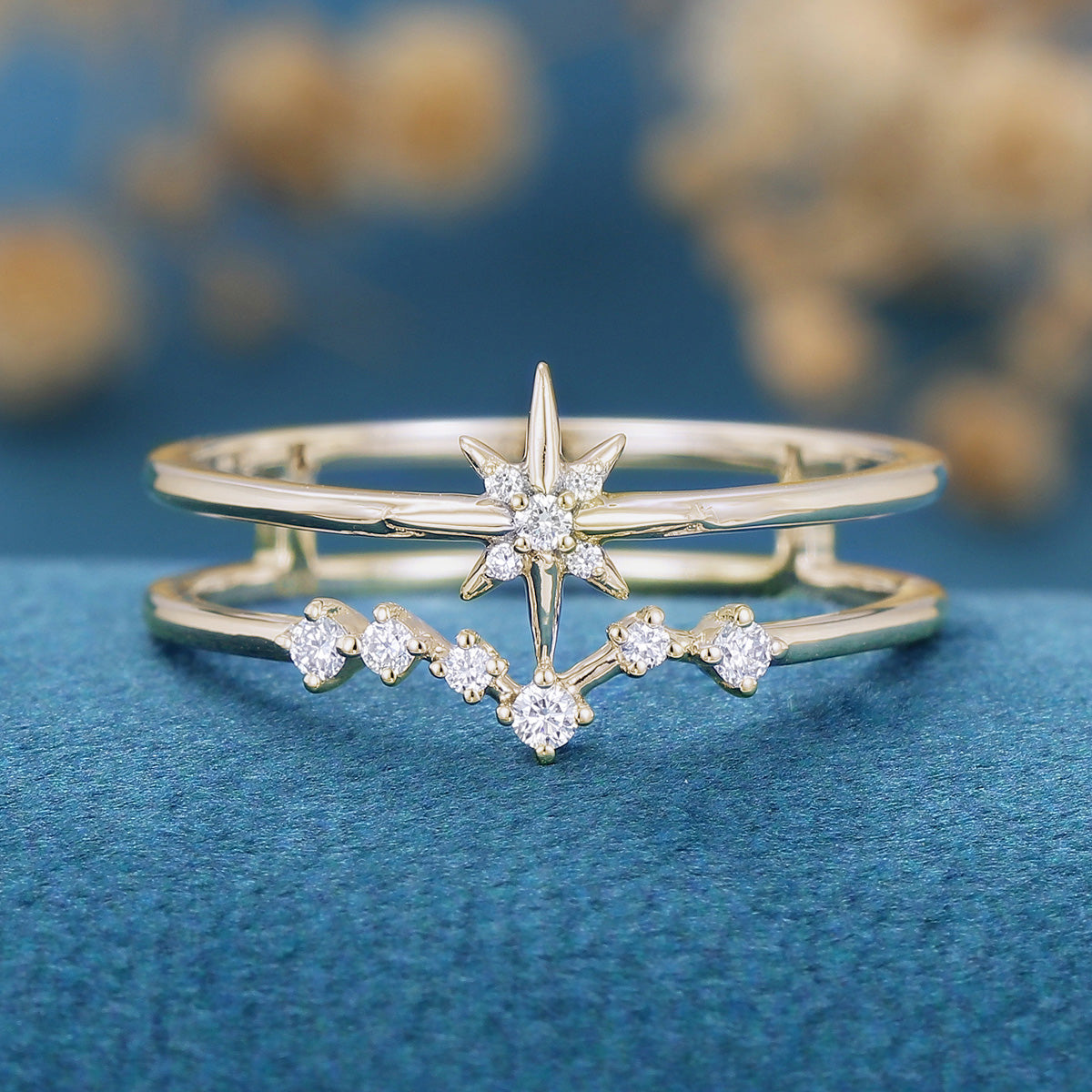 North star diamond Minimalist Engagement Ring