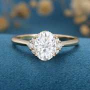 Oval cut Moissanite Cluster Engagement Ring