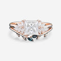 2 Carat Princess cut Moissanite cluster Engagement Ring Bridal Set