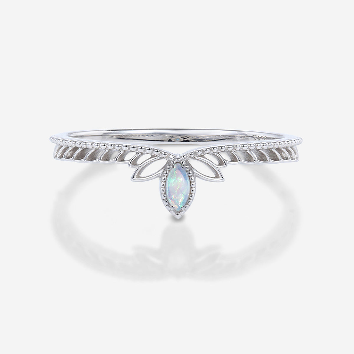 Marquise cut Natural Opal Gold Wedding Band