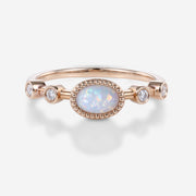 Bezel setting Oval cut Opal Gold Engagement Ring