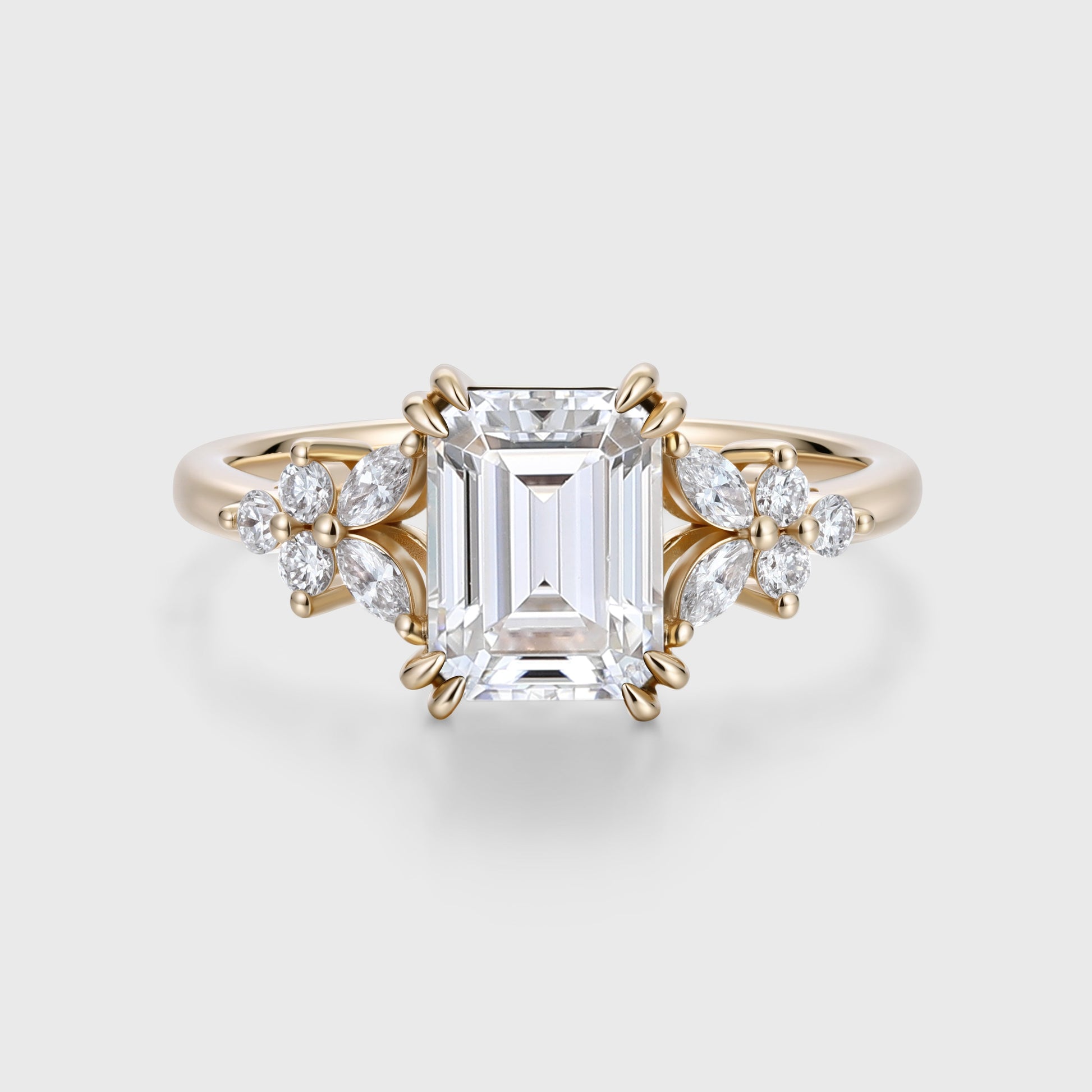 Emerald cut Moissanite Engagement ring