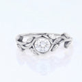 Nature Inspired Round cut Moissanite Leaf Gold Engagement Ring