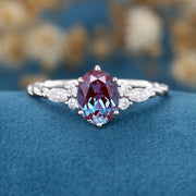 Oval cut Lab Alexandrite | Diamond Engagement ring