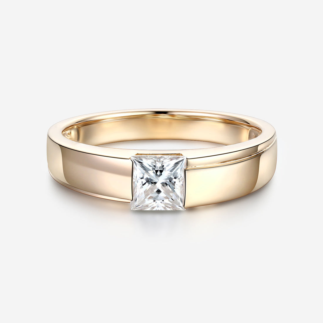 Princess Cut Moissanite Statement Ring • Mens Wedding Band (Copy)