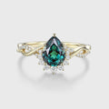 Pear cut Lab Alexandrite Solid Gold Engagement Ring