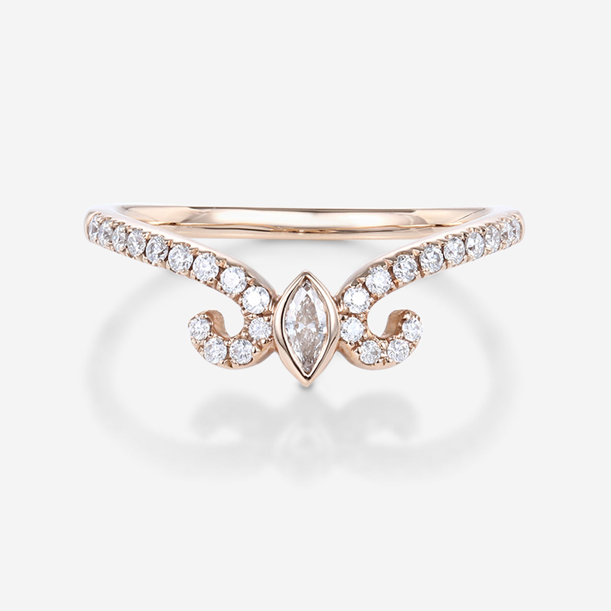 Bezel setting Marquise cut Moissanite | Diamonds Gold Wedding Band