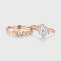 Nature Inspired Moissanite Couple Rings | D Color VVS1 | Rose Gold Leaf Wedding Bridal Set