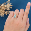 Marquise cut Moss Agate Matching London blue Topaz Gold Engagement Ring