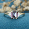 2.0Carat Emerald Cut Alexandrite Engagement Ring