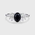 1.0Carat Oval cut Black Onyx Cluster Engagement ring