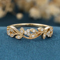 Copy of Nature Inspired moissanite | Diamonds Leaf branch stacking Gold wedding ring